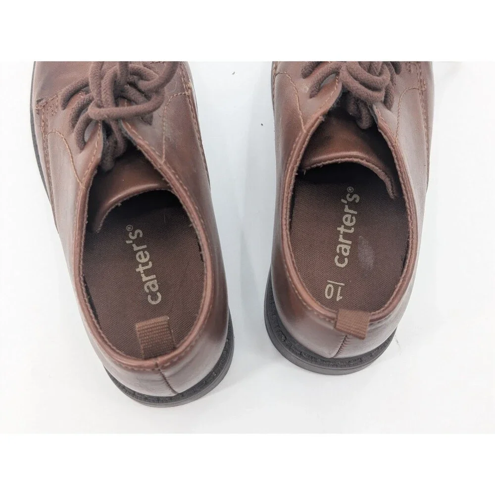 Carters Spencer Brown Lace Up Oxford Dress Shoes Toddler Boys Size 10